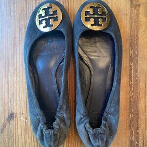 Tory Burch Blue Suede Ballet Flat